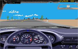 In game image of Test Drive II Car Disk: The Supercars on the Atari ST.