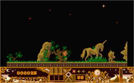 In game image of TwinWorld: Land of Vision on the Atari ST.
