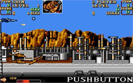 In game image of U.N. Squadron on the Atari ST.