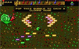 In game image of Wizkid: The Story of Wizball 2 on the Atari ST.