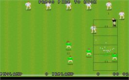In game image of World Class Soccer on the Atari ST.