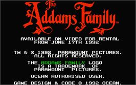 Title screen of Addams Family, The on the Atari ST.