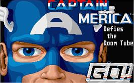 Title screen of Captain America Defies the Doom Tube on the Atari ST.
