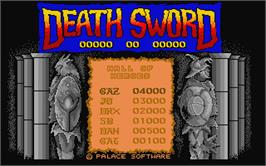 Title screen of Death Sword on the Atari ST.