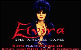 Title screen of Elvira: The Arcade Game on the Atari ST.