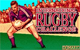 Title screen of International Rugby Challenge on the Atari ST.