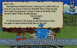 Title screen of J.R.R. Tolkien's War in Middle Earth on the Atari ST.