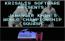 Title screen of Jahangir Khan's World Championship Squash on the Atari ST.