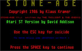 Title screen of Stoneage on the Atari ST.