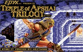 Title screen of Temple of Apshai Trilogy on the Atari ST.