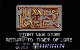 Title screen of Times of Lore on the Atari ST.
