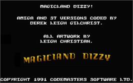 Title screen of Treasure Island Dizzy on the Atari ST.