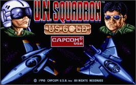 Title screen of U.N. Squadron on the Atari ST.