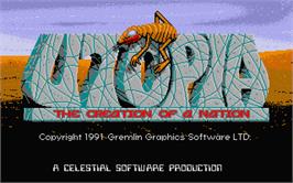 Title screen of Utopia: The Creation of a Nation on the Atari ST.