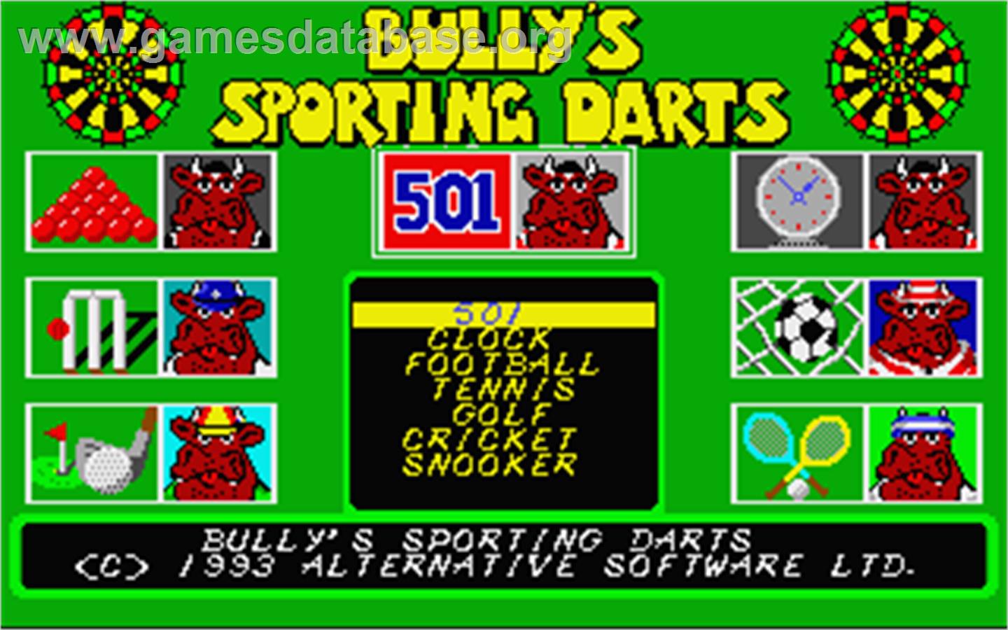 Bully's Sporting Darts - Atari ST - Artwork - Title Screen