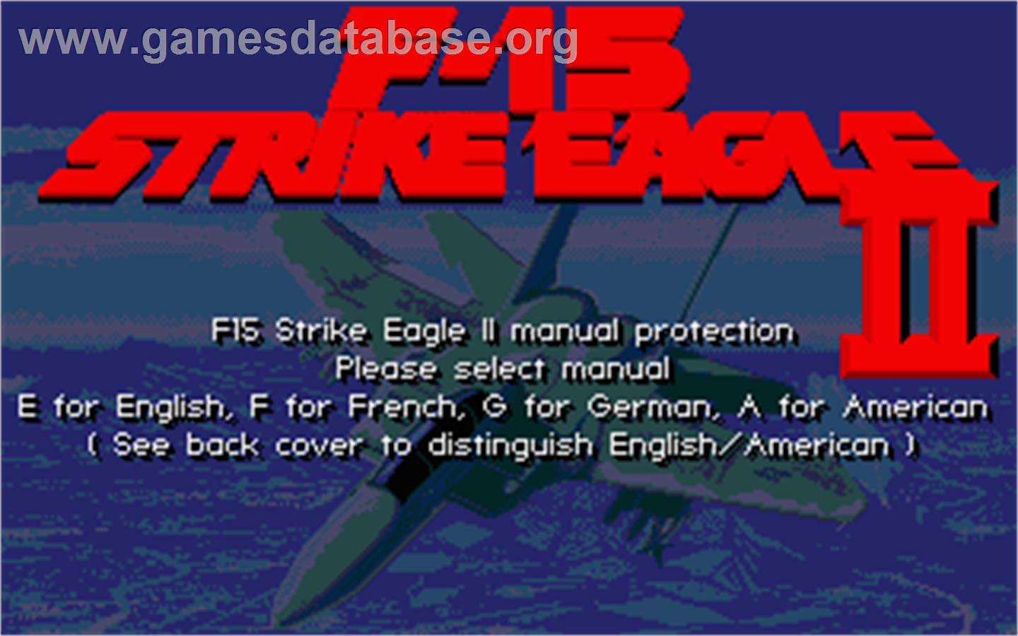 F-15 Strike Eagle 2 - Atari ST - Artwork - Title Screen