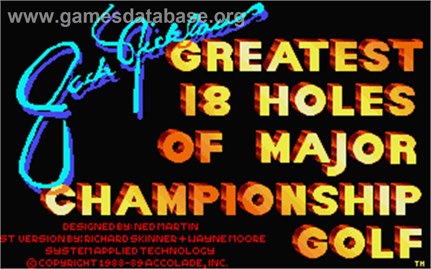 Jack Nicklaus' Greatest 18 Holes of Major Championship Golf - Atari ST - Artwork - Title Screen