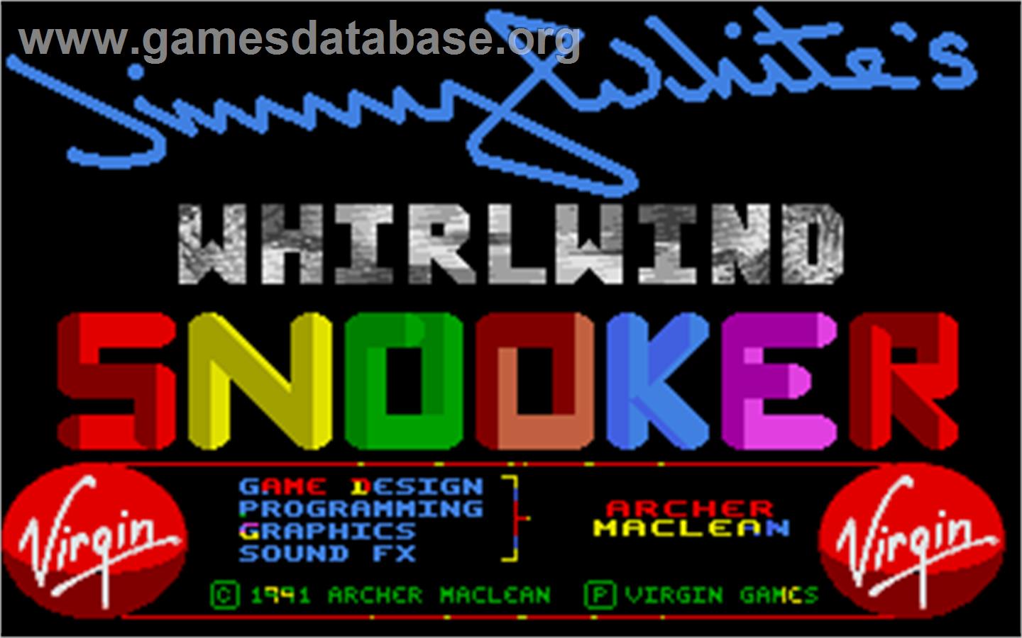 Jimmy White's Whirlwind Snooker - Atari ST - Artwork - Title Screen