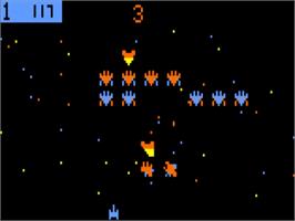 In game image of Galaxian on the Bally Astrocade.