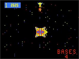 In game image of Space Fortress on the Bally Astrocade.
