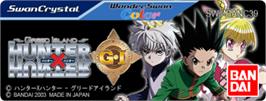 Top of cartridge artwork for Hunter X Hunter: Greed Island on the Bandai WonderSwan Color.