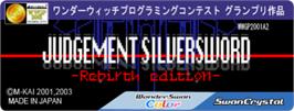 Top of cartridge artwork for Judgement Silversword: Rebirth Edition on the Bandai WonderSwan Color.