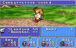 In game image of Final Fantasy Legend on the Bandai WonderSwan Color.