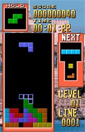 In game image of Tetris on the Bandai WonderSwan Color.