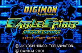 Title screen of Digimon Tamers: Battle Spirit on the Bandai WonderSwan Color.