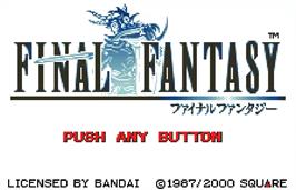 Title screen of Final Fantasy on the Bandai WonderSwan Color.