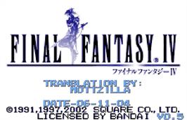 Title screen of Final Fantasy IV on the Bandai WonderSwan Color.
