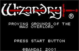 Title screen of Wizardry: Proving Grounds of the Mad Overlord on the Bandai WonderSwan Color.