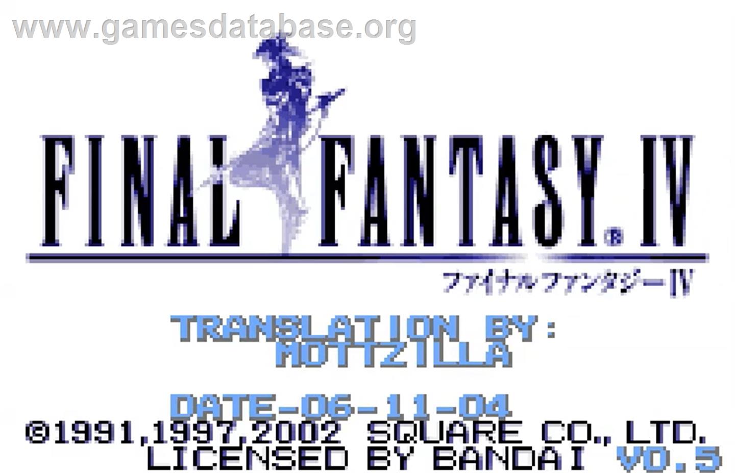 Final Fantasy IV - Bandai WonderSwan Color - Artwork - Title Screen