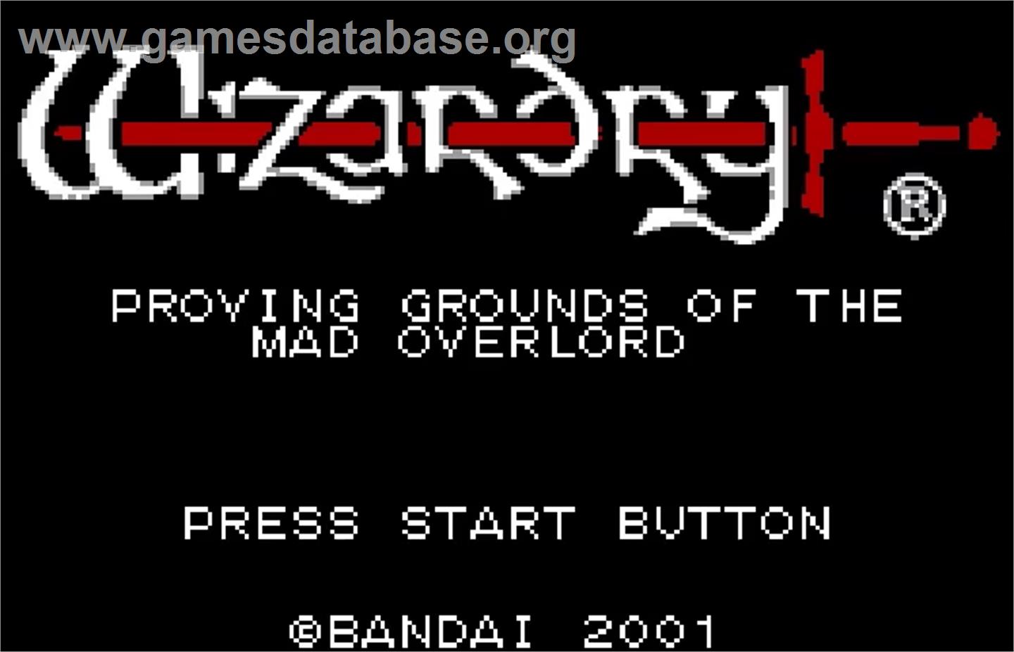Wizardry: Proving Grounds of the Mad Overlord - Bandai WonderSwan Color - Artwork - Title Screen
