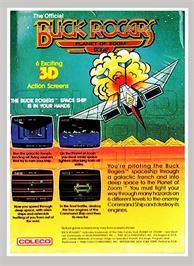 Box back cover for Buck Rogers: Planet of Zoom on the Coleco Vision.