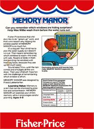 Box back cover for Memory Manor on the Coleco Vision.