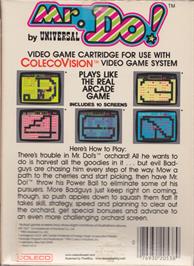 Box back cover for Mr. Do! on the Coleco Vision.