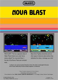 Box back cover for Nova Blast on the Coleco Vision.