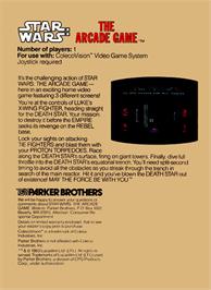 Box back cover for Star Wars Arcade on the Coleco Vision.