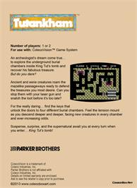 Box back cover for Tutankham on the Coleco Vision.