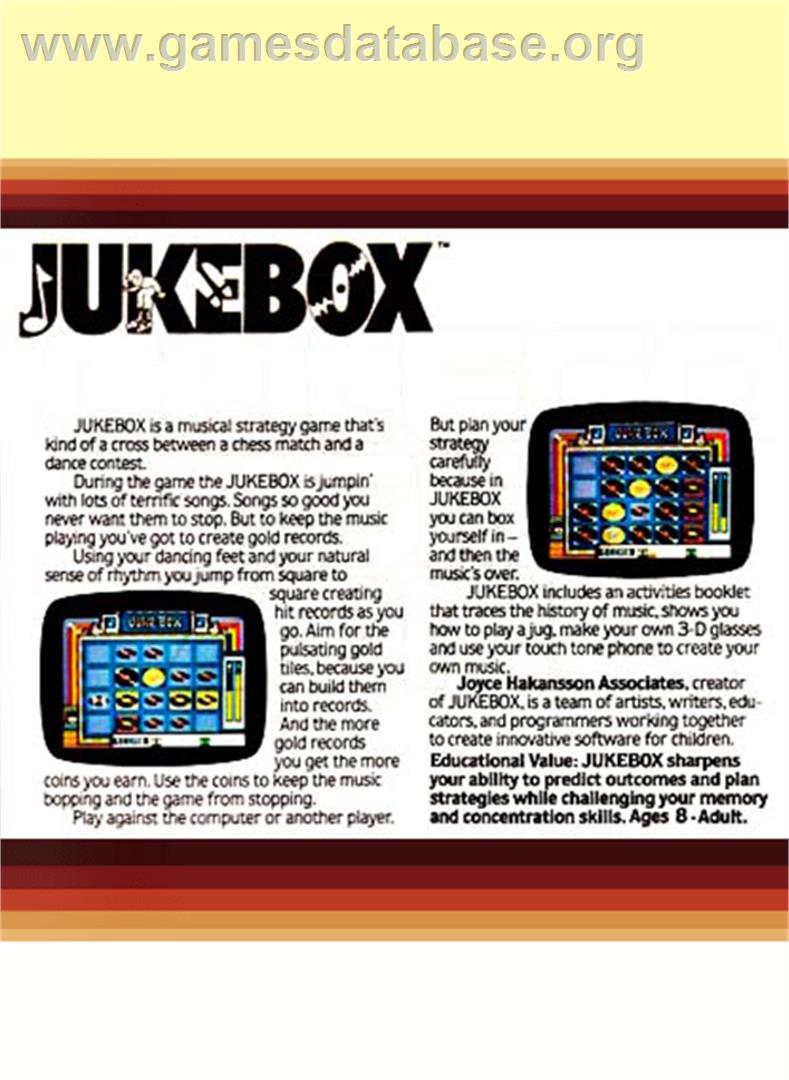 Juke Box - Coleco Vision - Artwork - Box Back