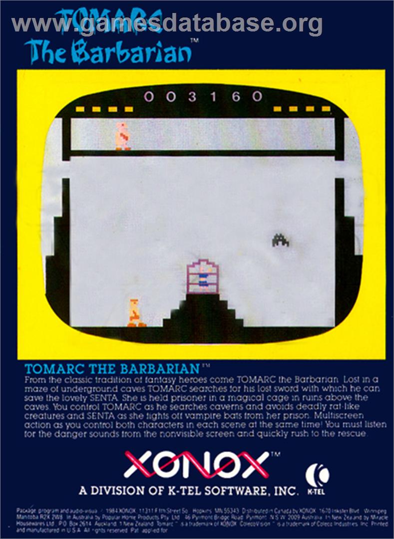 Tomarc the Barbarian - Coleco Vision - Artwork - Box Back