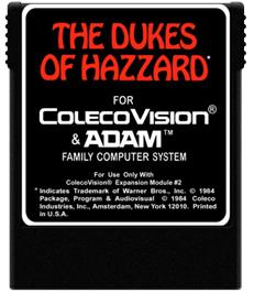 Cartridge artwork for Dukes of Hazzard on the Coleco Vision.