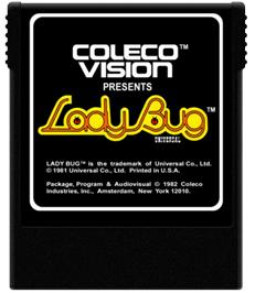 Cartridge artwork for Lady Bug on the Coleco Vision.