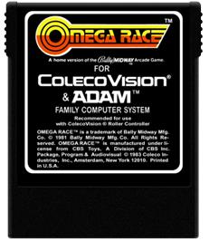 Cartridge artwork for Omega Race on the Coleco Vision.