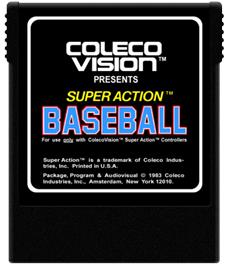Cartridge artwork for Super Action Baseball on the Coleco Vision.