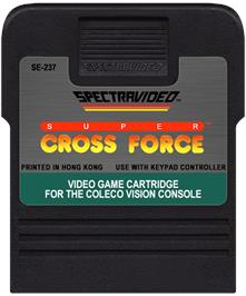 Cartridge artwork for Super Cross Force on the Coleco Vision.