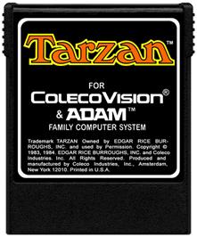 Cartridge artwork for Tarzan: From Out Of The Jungle... on the Coleco Vision.