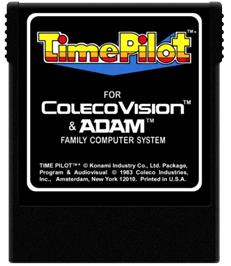 Cartridge artwork for Time Pilot on the Coleco Vision.