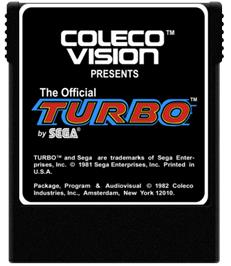Cartridge artwork for Turbo on the Coleco Vision.